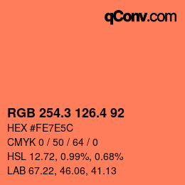 カラーコード: RGB 254.3 126.4 92 | qconv.com