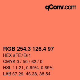 カラーコード: RGB 254.3 126.4 97 | qconv.com