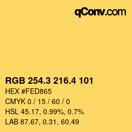 カラーコード: RGB 254.3 216.4 101 | qconv.com