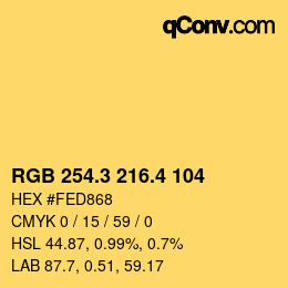 カラーコード: RGB 254.3 216.4 104 | qconv.com