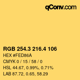 カラーコード: RGB 254.3 216.4 106 | qconv.com