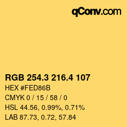 カラーコード: RGB 254.3 216.4 107 | qconv.com