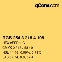 カラーコード: RGB 254.3 216.4 108 | qconv.com