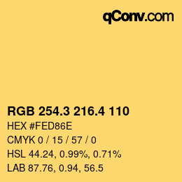 カラーコード: RGB 254.3 216.4 110 | qconv.com