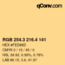 カラーコード: RGB 254.3 216.4 141 | qconv.com