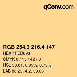 カラーコード: RGB 254.3 216.4 147 | qconv.com