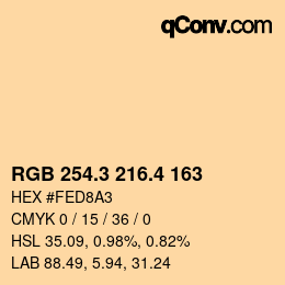 カラーコード: RGB 254.3 216.4 163 | qconv.com