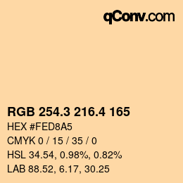 カラーコード: RGB 254.3 216.4 165 | qconv.com