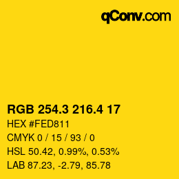 カラーコード: RGB 254.3 216.4 17 | qconv.com