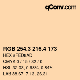 カラーコード: RGB 254.3 216.4 173 | qconv.com