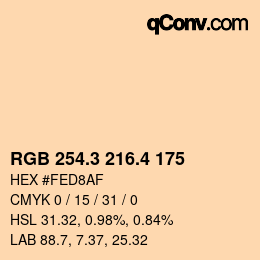 カラーコード: RGB 254.3 216.4 175 | qconv.com