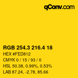 カラーコード: RGB 254.3 216.4 18 | qconv.com