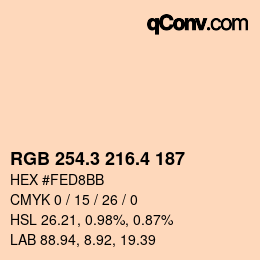 カラーコード: RGB 254.3 216.4 187 | qconv.com