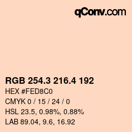 カラーコード: RGB 254.3 216.4 192 | qconv.com