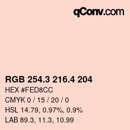カラーコード: RGB 254.3 216.4 204 | qconv.com
