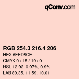 カラーコード: RGB 254.3 216.4 206 | qconv.com