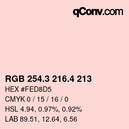 カラーコード: RGB 254.3 216.4 213 | qconv.com