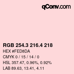 カラーコード: RGB 254.3 216.4 218 | qconv.com