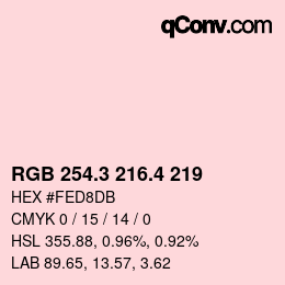 カラーコード: RGB 254.3 216.4 219 | qconv.com