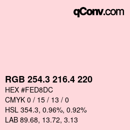 カラーコード: RGB 254.3 216.4 220 | qconv.com