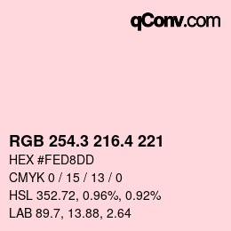 カラーコード: RGB 254.3 216.4 221 | qconv.com
