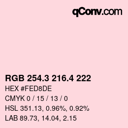 カラーコード: RGB 254.3 216.4 222 | qconv.com