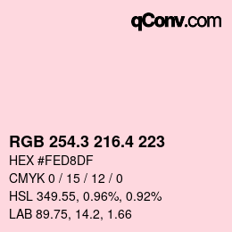カラーコード: RGB 254.3 216.4 223 | qconv.com