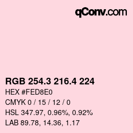 カラーコード: RGB 254.3 216.4 224 | qconv.com