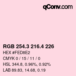 カラーコード: RGB 254.3 216.4 226 | qconv.com