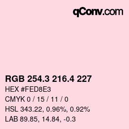 カラーコード: RGB 254.3 216.4 227 | qconv.com