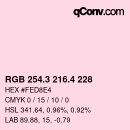 カラーコード: RGB 254.3 216.4 228 | qconv.com