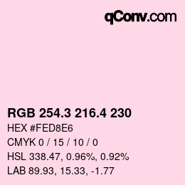 カラーコード: RGB 254.3 216.4 230 | qconv.com