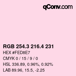 カラーコード: RGB 254.3 216.4 231 | qconv.com