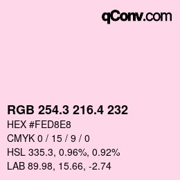 カラーコード: RGB 254.3 216.4 232 | qconv.com