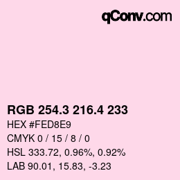 カラーコード: RGB 254.3 216.4 233 | qconv.com
