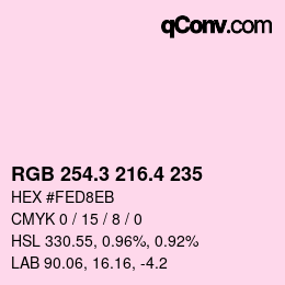 カラーコード: RGB 254.3 216.4 235 | qconv.com