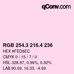 カラーコード: RGB 254.3 216.4 236 | qconv.com