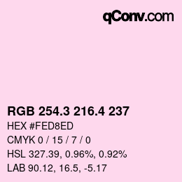 カラーコード: RGB 254.3 216.4 237 | qconv.com