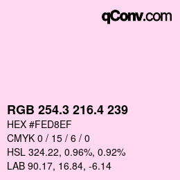 カラーコード: RGB 254.3 216.4 239 | qconv.com
