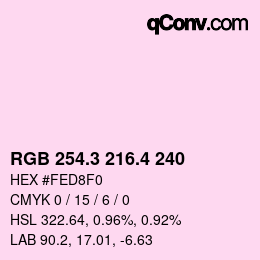 カラーコード: RGB 254.3 216.4 240 | qconv.com
