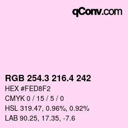 カラーコード: RGB 254.3 216.4 242 | qconv.com