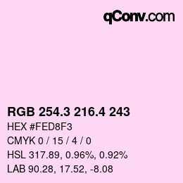 カラーコード: RGB 254.3 216.4 243 | qconv.com