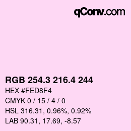 カラーコード: RGB 254.3 216.4 244 | qconv.com