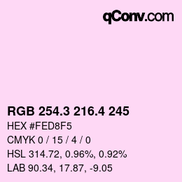 カラーコード: RGB 254.3 216.4 245 | qconv.com