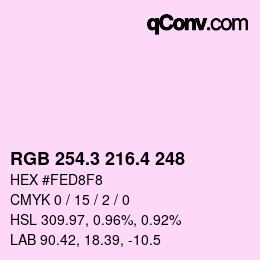 カラーコード: RGB 254.3 216.4 248 | qconv.com