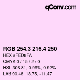 カラーコード: RGB 254.3 216.4 250 | qconv.com