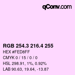 カラーコード: RGB 254.3 216.4 255 | qconv.com