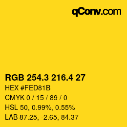 カラーコード: RGB 254.3 216.4 27 | qconv.com