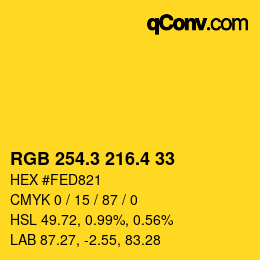 カラーコード: RGB 254.3 216.4 33 | qconv.com