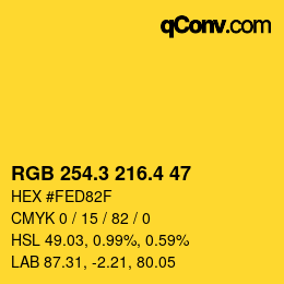 カラーコード: RGB 254.3 216.4 47 | qconv.com